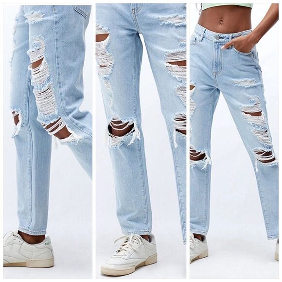 PACSUN Destroyed Legs Mom Jean Size 24 - Picture 1 of 11
